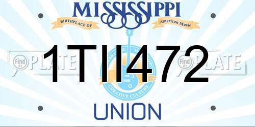 1TII472 Mississippi License Plate