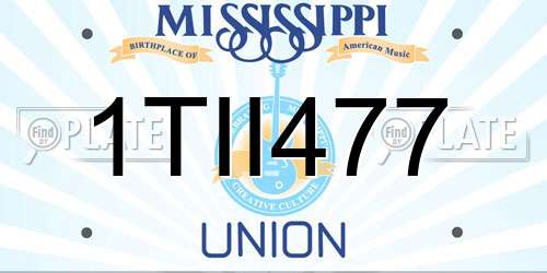 1TII477 Mississippi License Plate