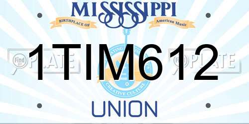 1TIM612 Mississippi License Plate