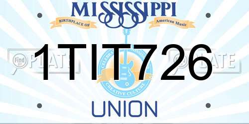 1TIT726 Mississippi License Plate