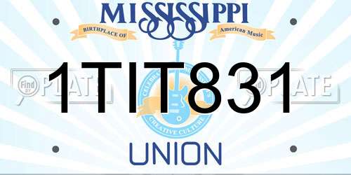 1TIT831 Mississippi License Plate