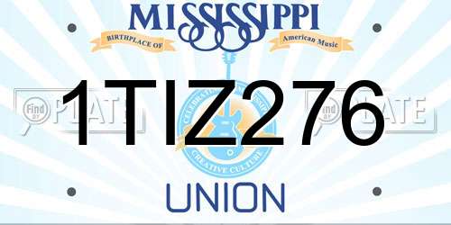1TIZ276 Mississippi License Plate