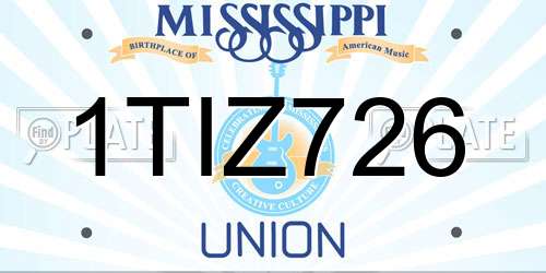 1TIZ726 Mississippi License Plate