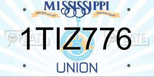 1TIZ776 Mississippi License Plate