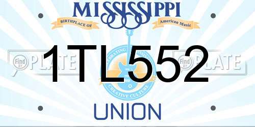 1TL552 Mississippi License Plate