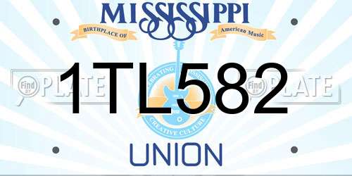 1TL582 Mississippi License Plate