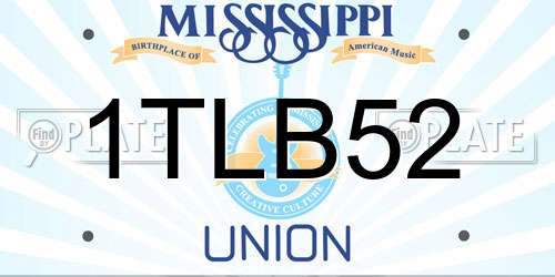 1TLB52 Mississippi License Plate