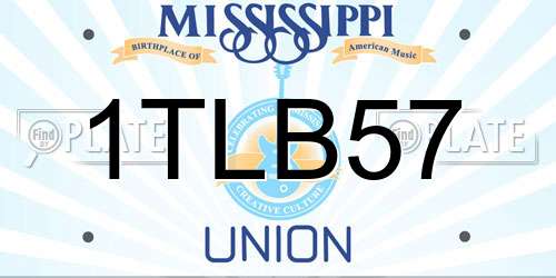 1TLB57 Mississippi License Plate