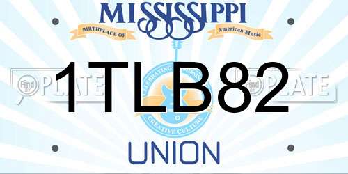 1TLB82 Mississippi License Plate