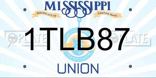 1TLB87 Mississippi License Plate