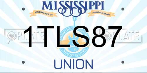 1TLS87 Mississippi License Plate