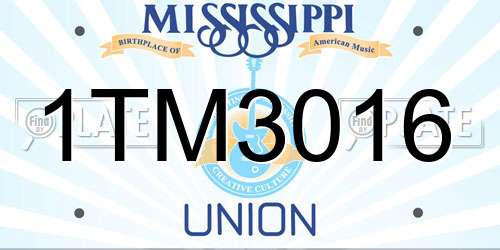 1TM3016 Mississippi License Plate