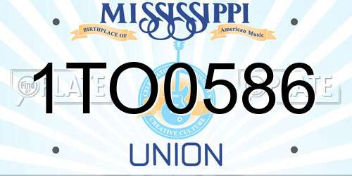 1TO0586 Mississippi License Plate