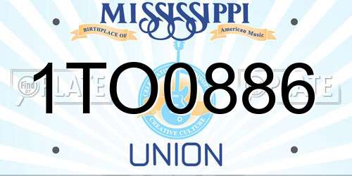 1TO0886 Mississippi License Plate