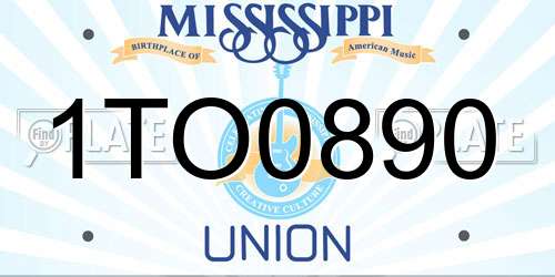 1TO0890 Mississippi License Plate