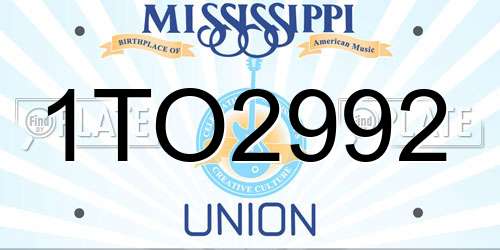 1TO2992 Mississippi License Plate