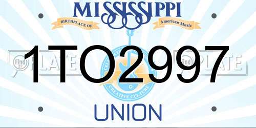 1TO2997 Mississippi License Plate