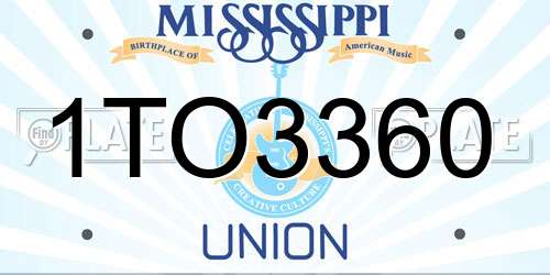 1TO3360 Mississippi License Plate
