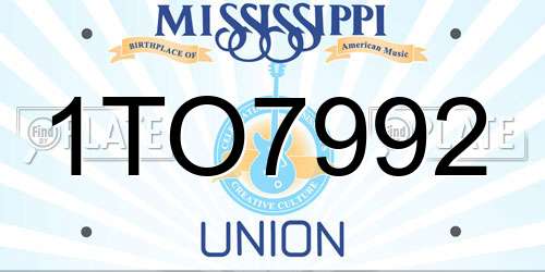 1TO7992 Mississippi License Plate