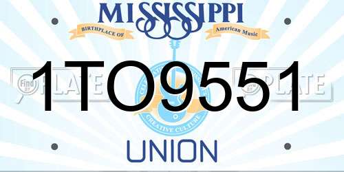 1TO9551 Mississippi License Plate