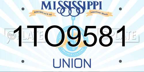 1TO9581 Mississippi License Plate
