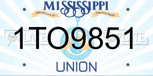 1TO9851 Mississippi License Plate