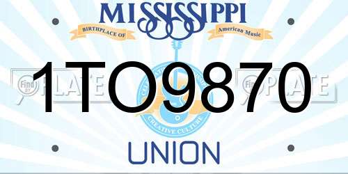 1TO9870 Mississippi License Plate