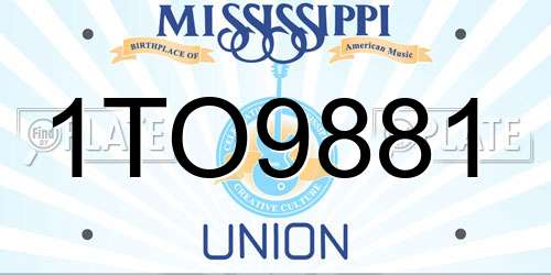 1TO9881 Mississippi License Plate
