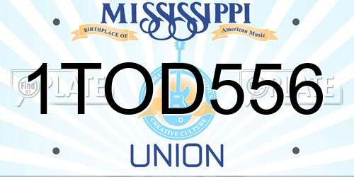 1TOD556 Mississippi License Plate