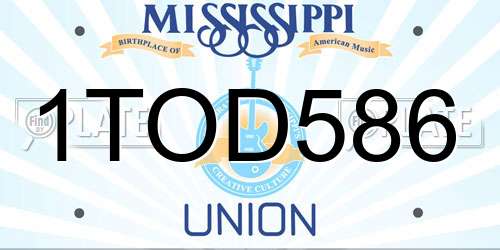 1TOD586 Mississippi License Plate