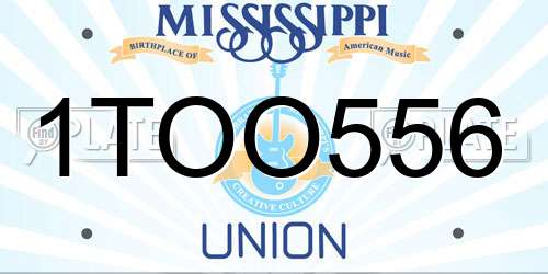 1TOO556 Mississippi License Plate