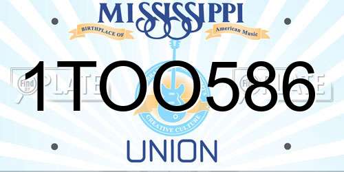 1TOO586 Mississippi License Plate