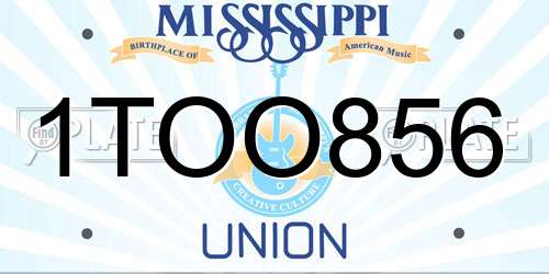 1TOO856 Mississippi License Plate