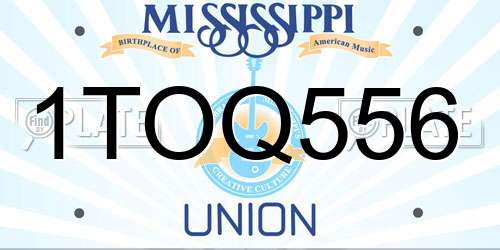 1TOQ556 Mississippi License Plate