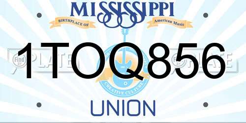 1TOQ856 Mississippi License Plate