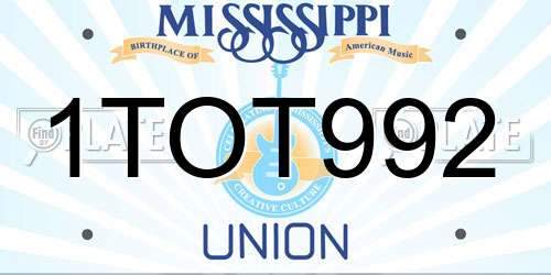 1TOT992 Mississippi License Plate