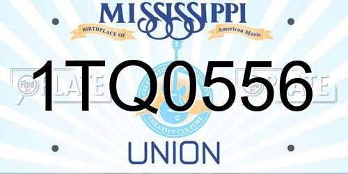 1TQ0556 Mississippi License Plate