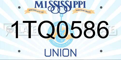 1TQ0586 Mississippi License Plate
