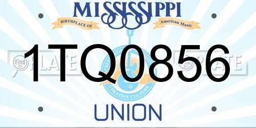 1TQ0856 Mississippi License Plate