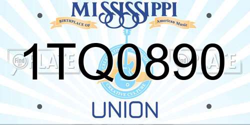 1TQ0890 Mississippi License Plate