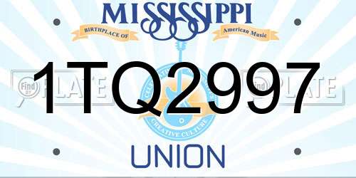 1TQ2997 Mississippi License Plate