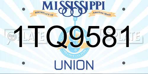 1TQ9581 Mississippi License Plate