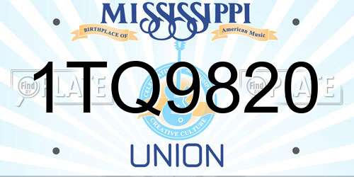 1TQ9820 Mississippi License Plate