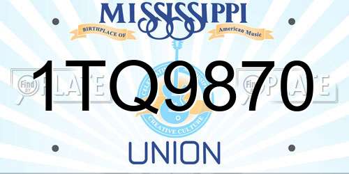 1TQ9870 Mississippi License Plate
