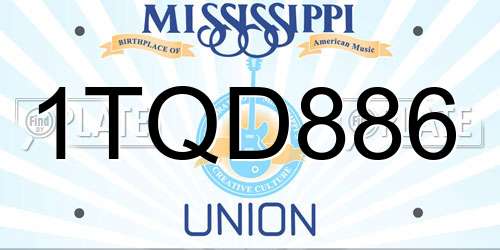 1TQD886 Mississippi License Plate