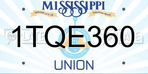 1TQE360 Mississippi License Plate