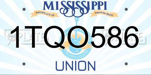 1TQO586 Mississippi License Plate