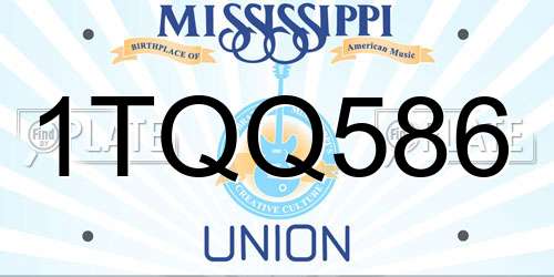 1TQQ586 Mississippi License Plate