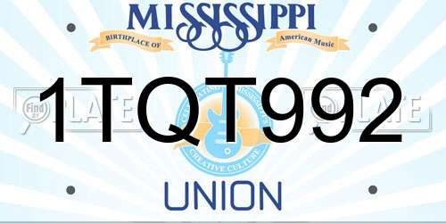 1TQT992 Mississippi License Plate