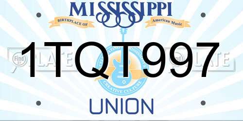 1TQT997 Mississippi License Plate
